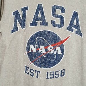 NASA Size 2XL Men's Faux Faded Distressed TShirt Perrin Nash Gray